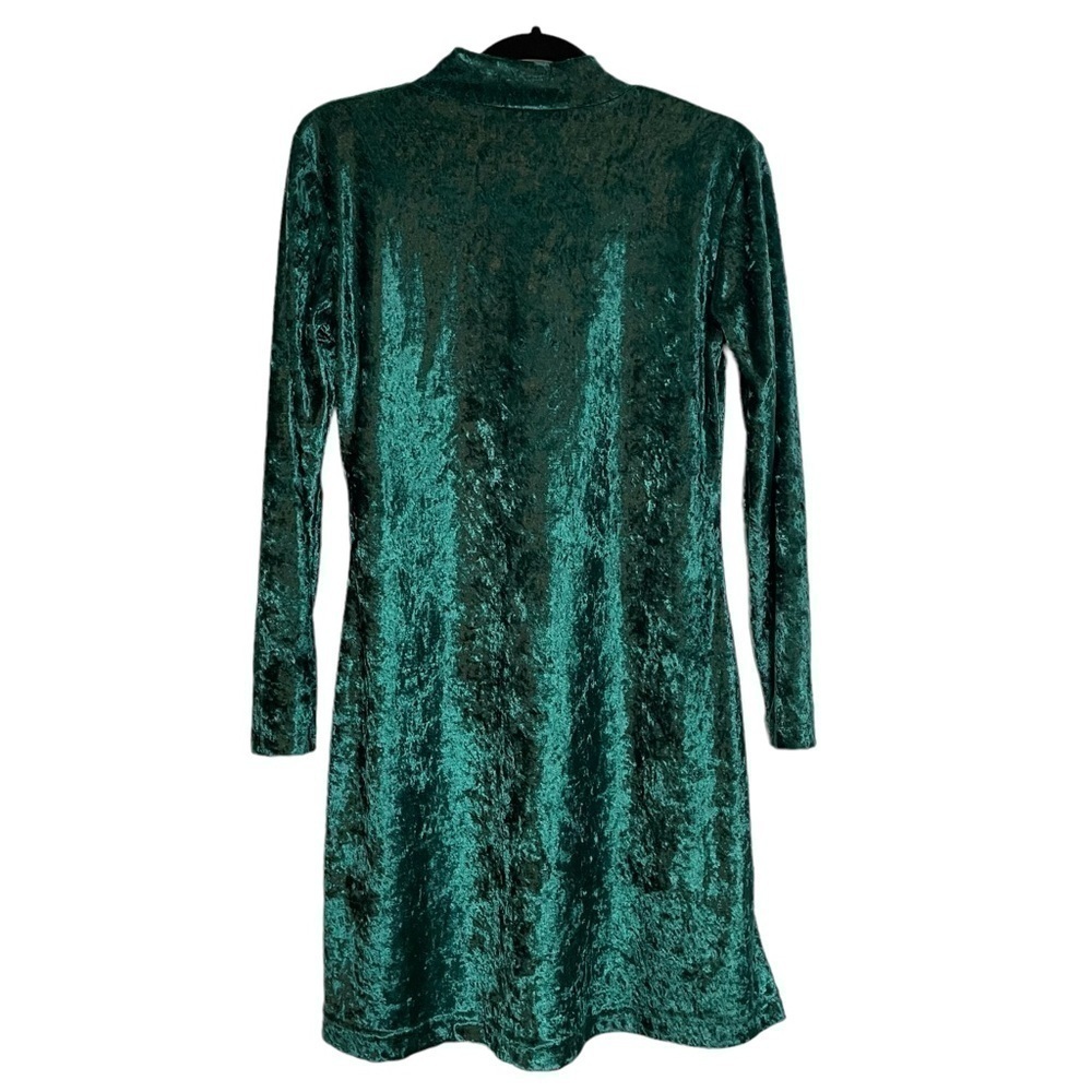 Vintage Cartesian Sport Green Velour Mock Neck Long Sleeve Dress Sz.S - Picture 4 of 10